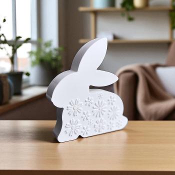 Hase Osterhase mit Blumen verziert Frühlingsdeko Tischdeko Raysin - Artikel-Nr. 1100023